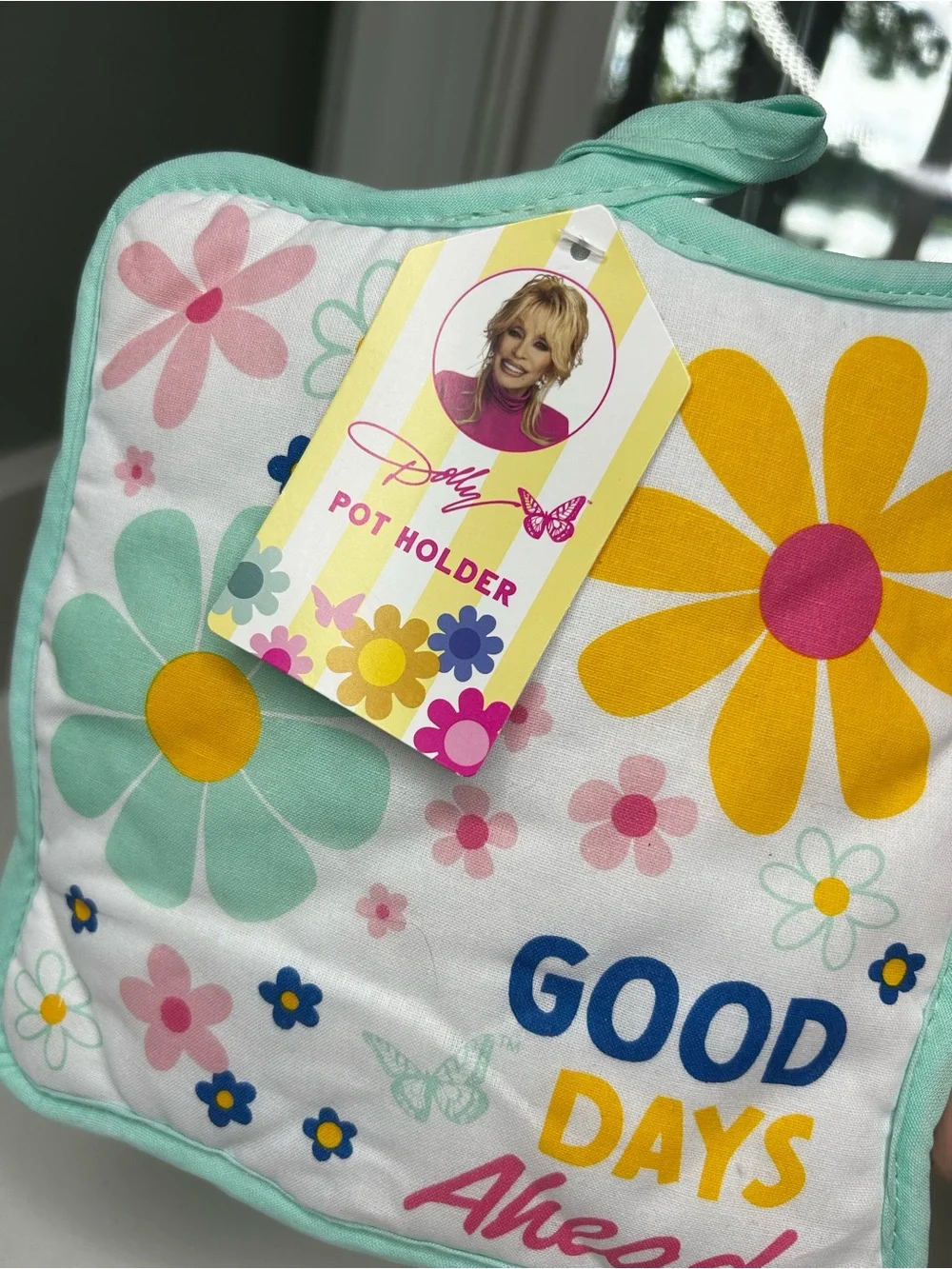 NWT Dolly Parton Pot Holder - Good Days Ahead Floral Mint